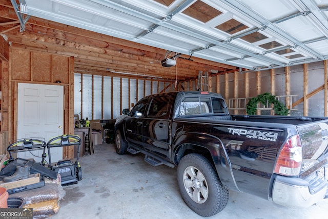 garage with a garage door opener