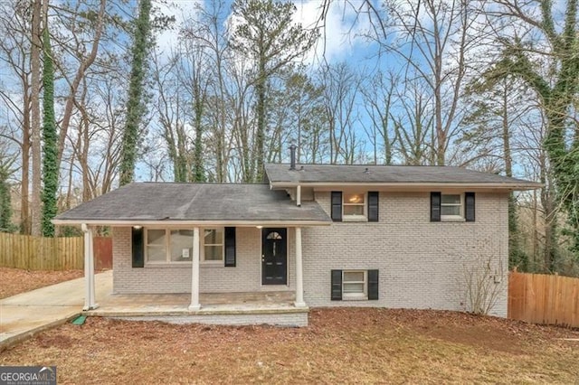 tri-level home featuring a porch