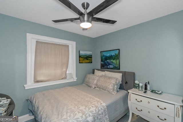 bedroom featuring ceiling fan