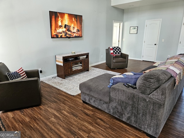 living room featuring dark hardwood / wood-style flooring