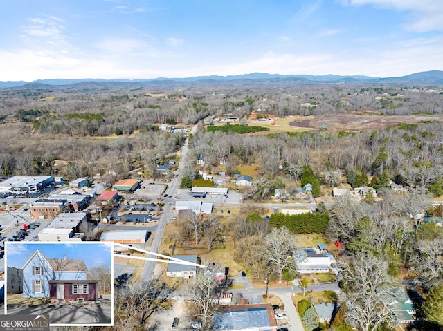 aerial view featuring a mountain view