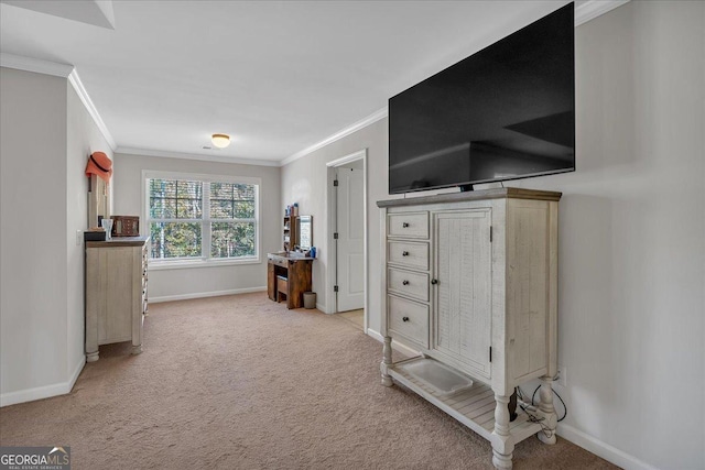 3890 Pleasant Woods Dr, Cumming, GA 30028 - bedroom with light carpet, baseboards, and crown molding