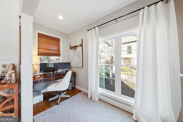 office featuring hardwood / wood-style floors