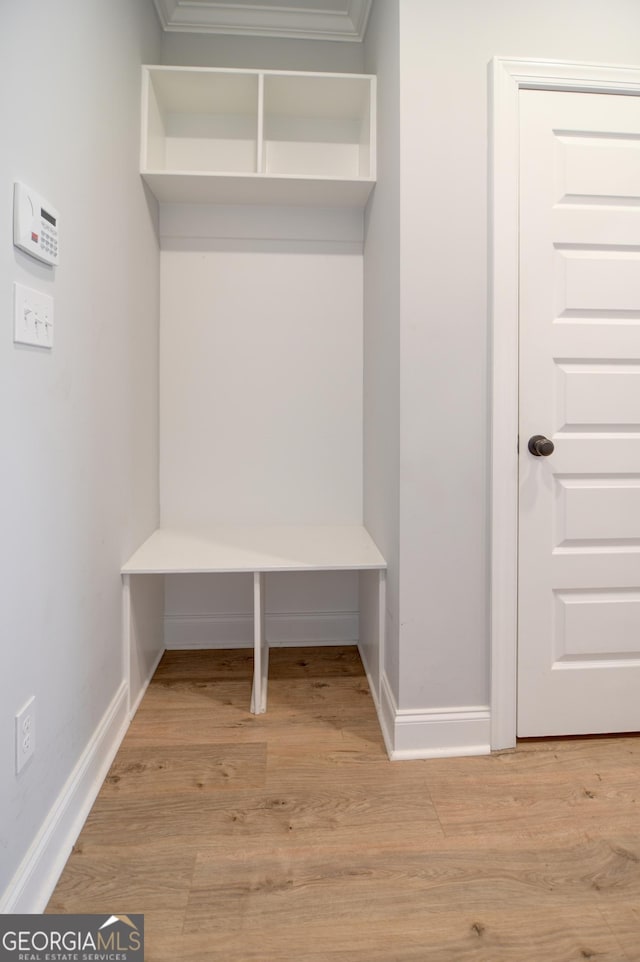 mudroom with light wood-type flooring