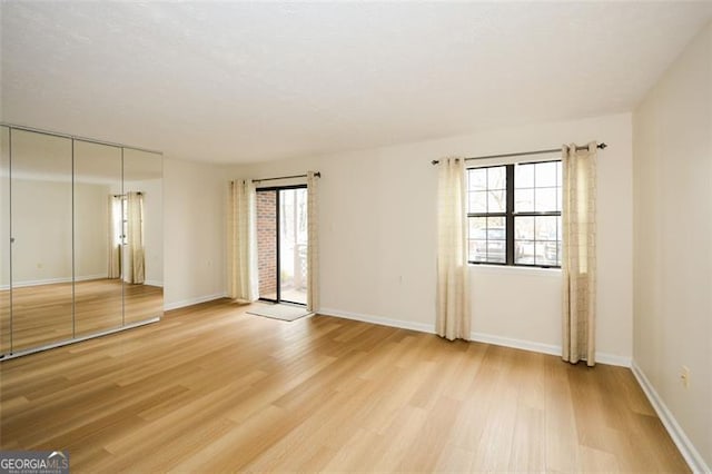 interior space with light hardwood / wood-style floors