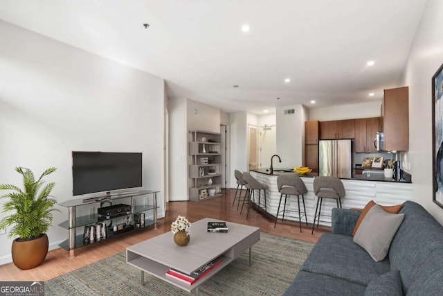 living room featuring wood-type flooring