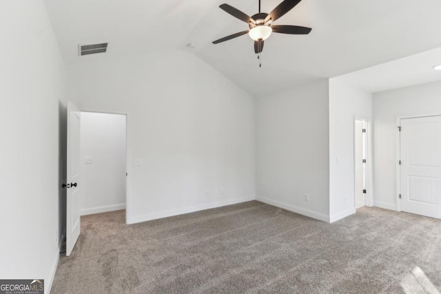 interior space with ceiling fan and lofted ceiling