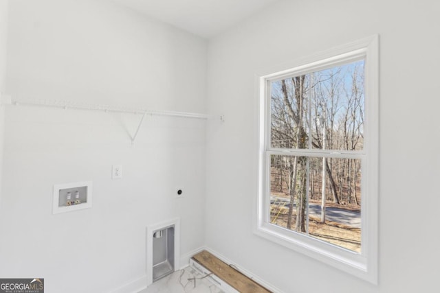 laundry area featuring washer hookup and hookup for an electric dryer