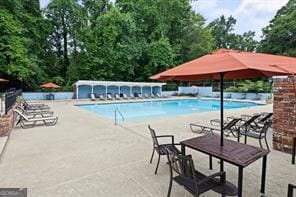 view of pool featuring a patio