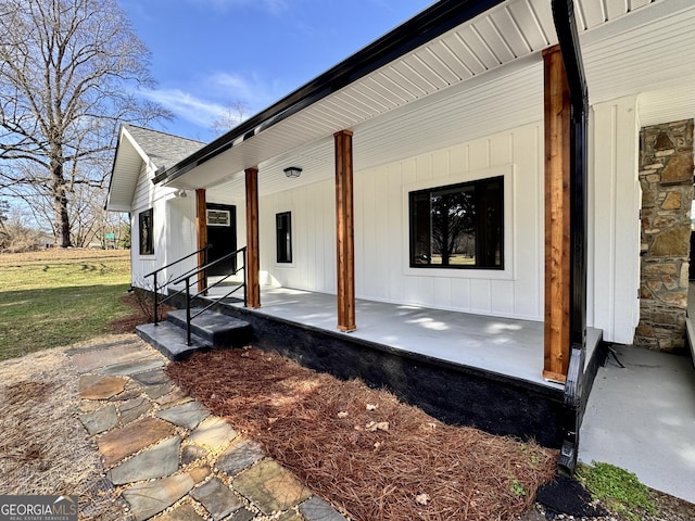 view of home's exterior with a porch