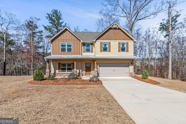 craftsman inspired home featuring a garage