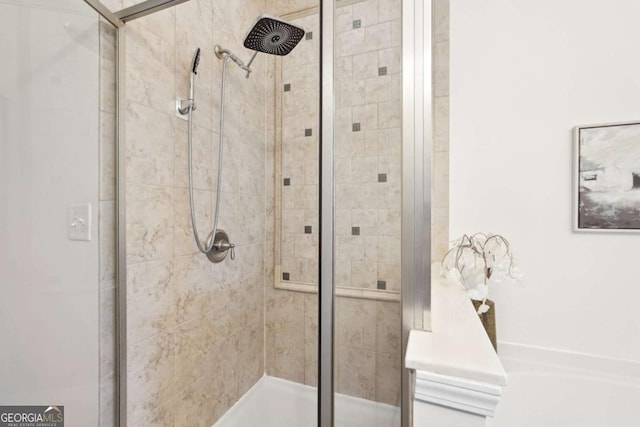 bathroom featuring walk in shower