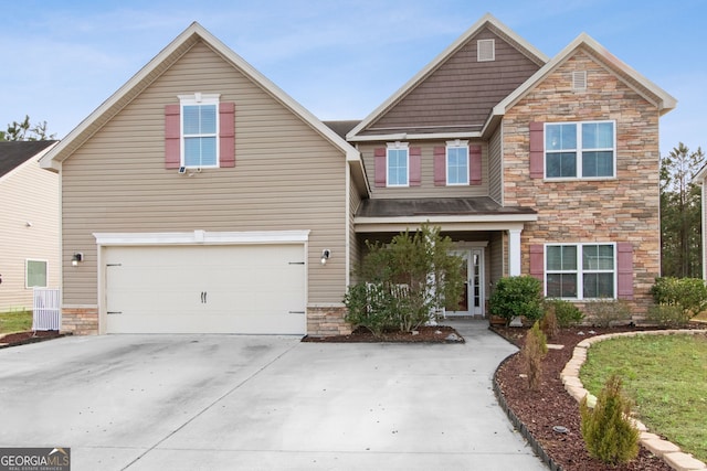 view of front of house with a garage