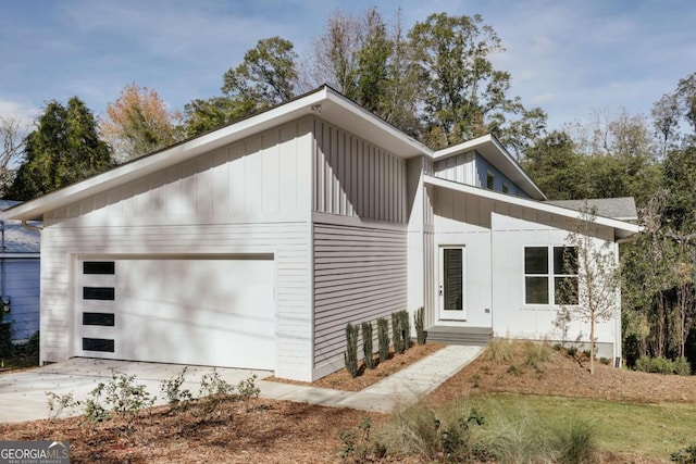 contemporary home featuring a garage