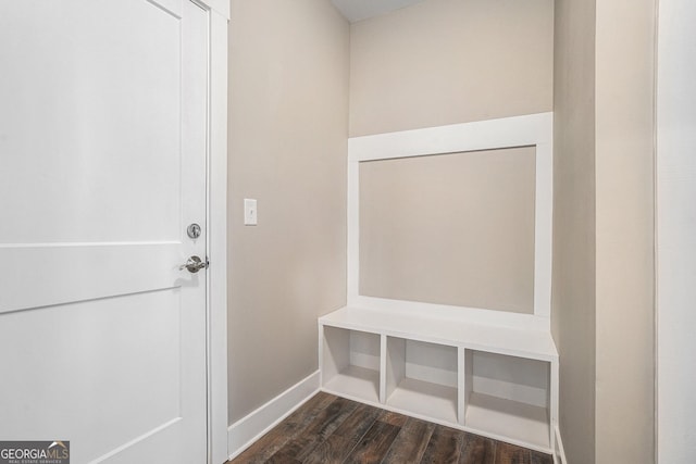 mudroom with dark hardwood / wood-style flooring