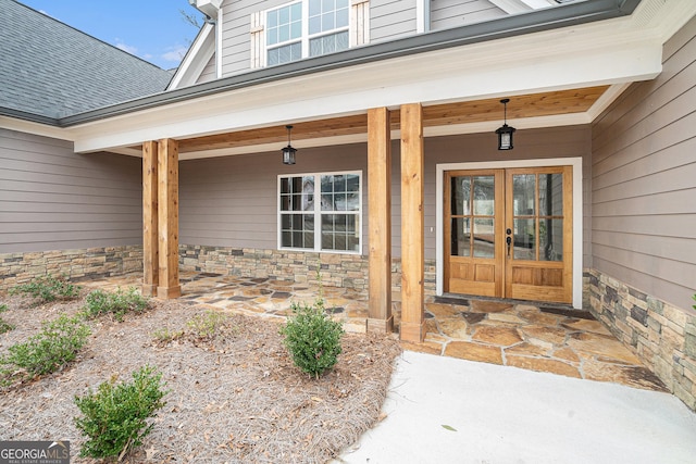 property entrance with french doors