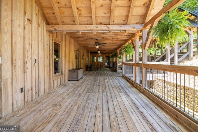 deck featuring ceiling fan