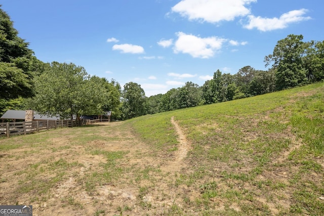 view of yard with a rural view