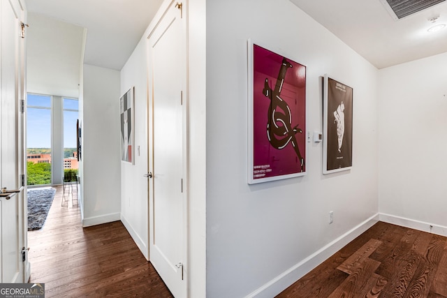 hall featuring dark hardwood / wood-style flooring