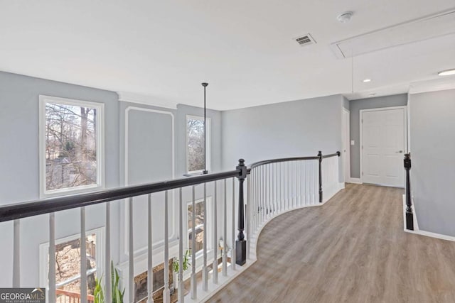 1331 Dayspring Trce, Lawrenceville, GA 30045 - corridor featuring plenty of natural light and light hardwood / wood-style floors