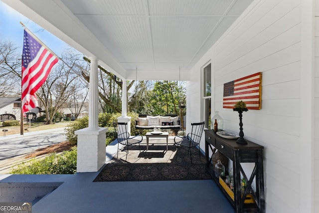 view of patio / terrace featuring covered porch