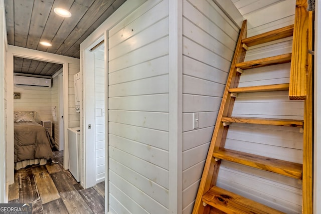 storage area with a wall mounted AC