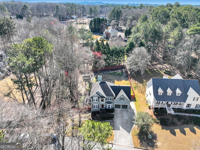 aerial view with a forest view