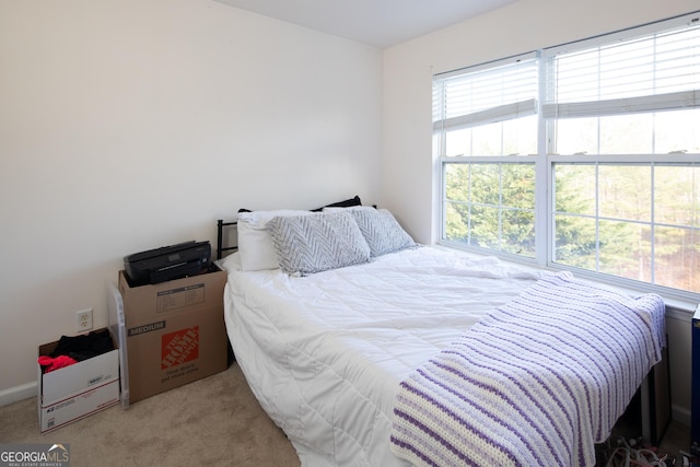 bedroom with carpet flooring and multiple windows