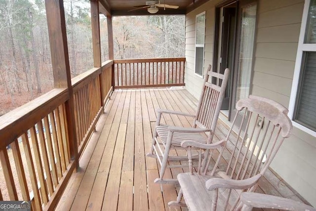 deck featuring a ceiling fan