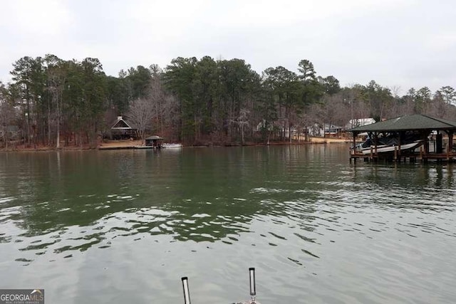 view of dock featuring a water view