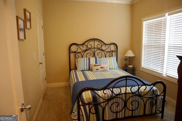 bedroom with baseboards and carpet flooring