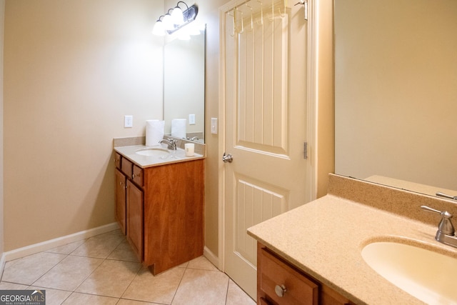 bathroom featuring tile patterned flooring and vanity