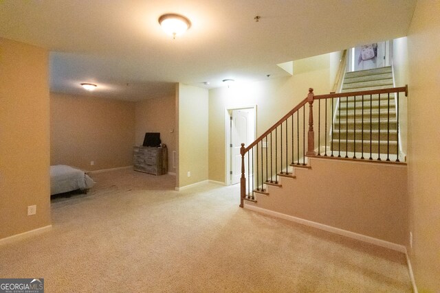 basement featuring carpet