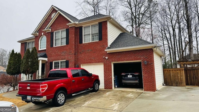 view of property exterior with a garage