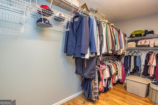 spacious closet featuring hardwood / wood-style floors