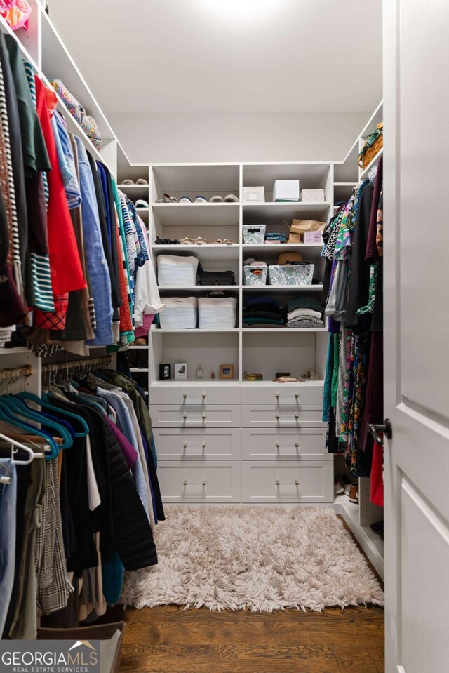 spacious closet with wood finished floors
