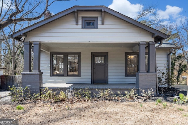 bungalow-style home featuring a porch