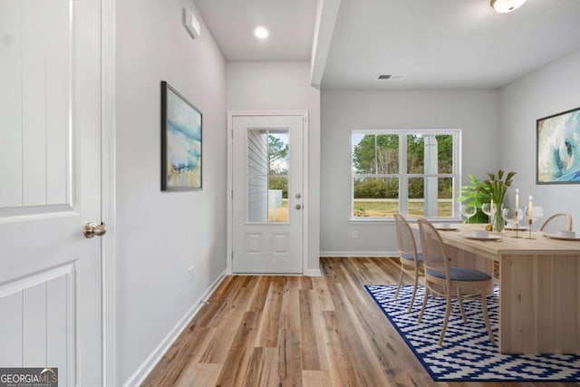 entryway featuring light wood-type flooring