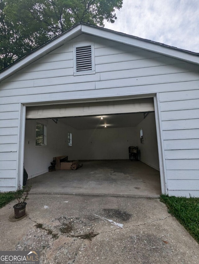 view of garage