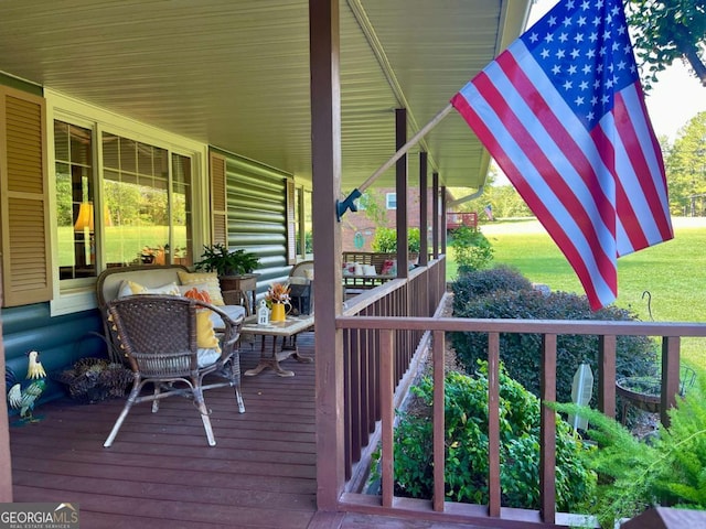 wooden deck with covered porch