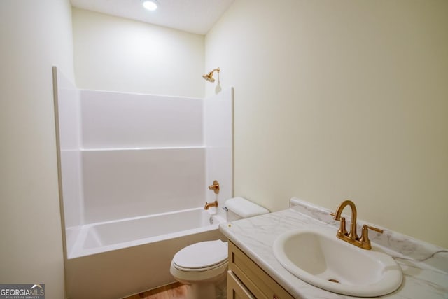 full bathroom with vanity, shower / bathing tub combination, and toilet