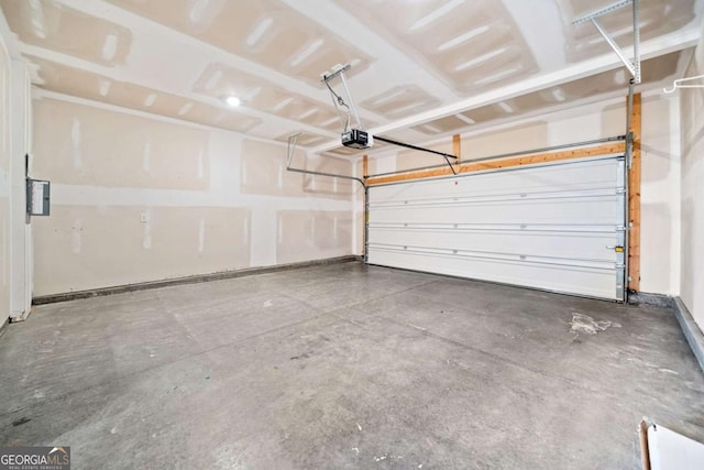 garage with a garage door opener