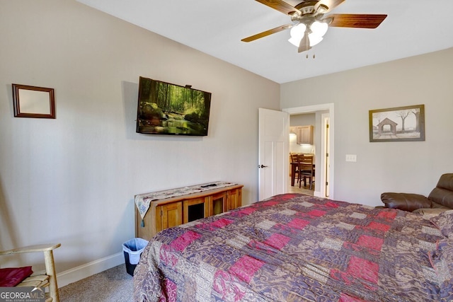 bedroom with carpet floors and ceiling fan