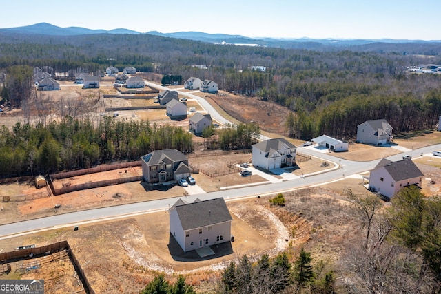 drone / aerial view with a mountain view