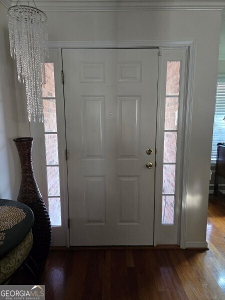 entryway featuring hardwood / wood-style flooring and plenty of natural light