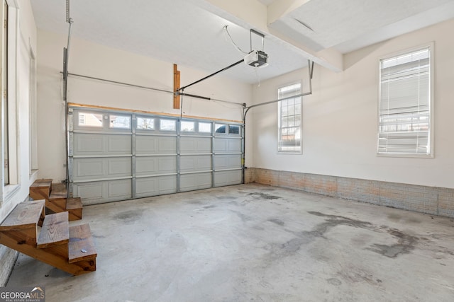 garage with a garage door opener