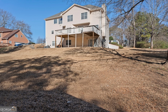 123 Stratmore Pl, Stockbridge, GA 30281 - back of property featuring a chimney and a deck