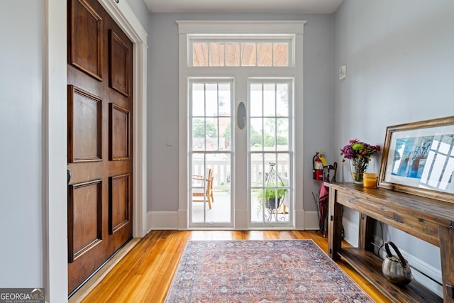 entryway featuring light hardwood / wood-style flooring