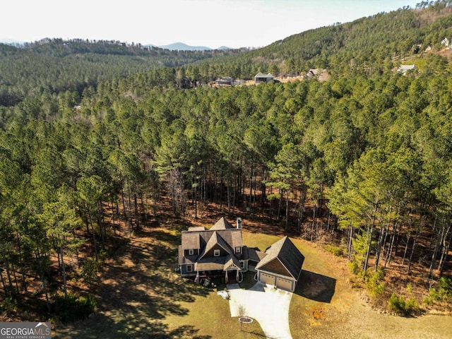 birds eye view of property featuring a mountain view