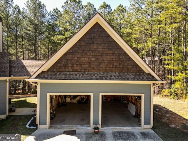 view of garage